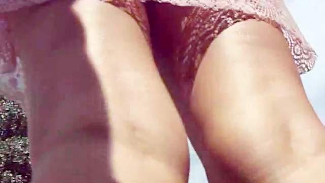 Nice upskirts with slender voyeur video