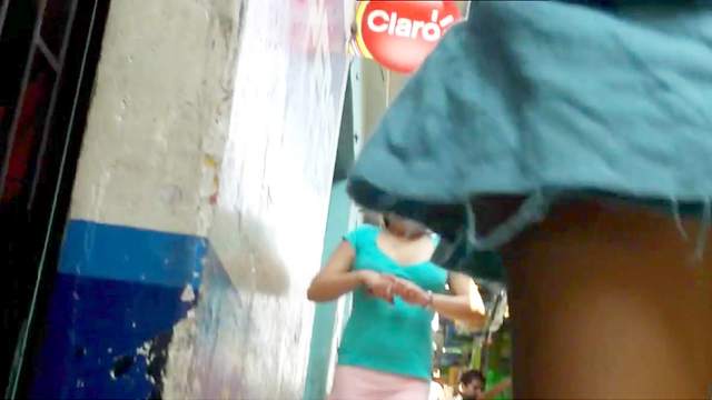 Slender babe with nice panties gets an upskirt