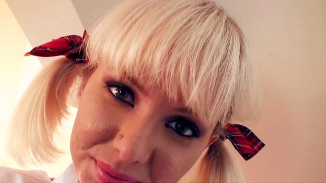 POV blowjob with a cute pigtailed schoolgirl Margo