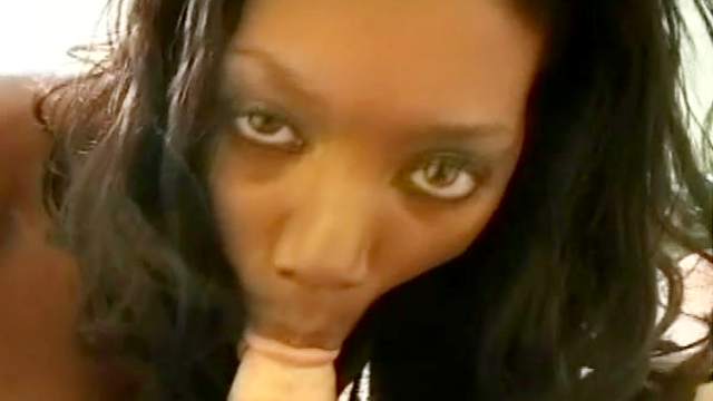 Ebony is sucking a dick and smoking