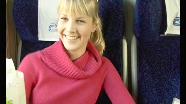 Girl in sweater train blowjob
