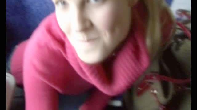 Girl in sweater train blowjob