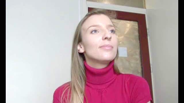 Teen in tight turtleneck sucks dick