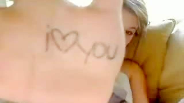 Sweet amateur cutie is showing her tattoo