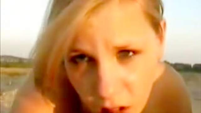 Amateur blonde is being filmed in an awesome POV video