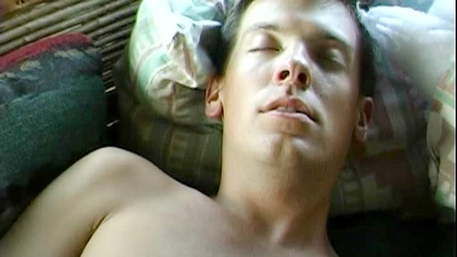 Gay adolescent gives a blowjob and rubs his cock