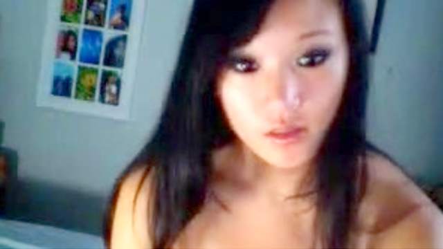 Amateur Asian babe shows her small tits