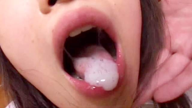 Sexy Japanese chick is swallowing cumshot