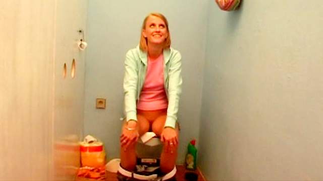 European blonde Katerina being fucked in the toilet
