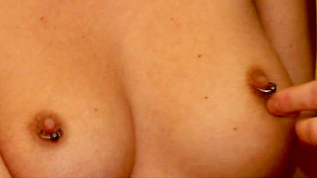 Blonde with pierced nipples is fucking hard