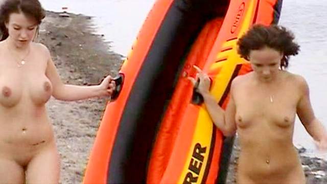 Stunning models are posing in the orange boat