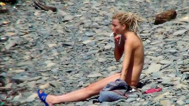 Sexy blonde shows off her naked skinny shape
