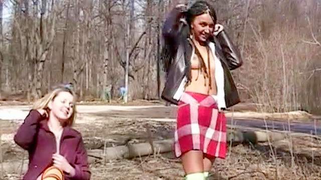 Sexy babes are posing in the forest so sexy