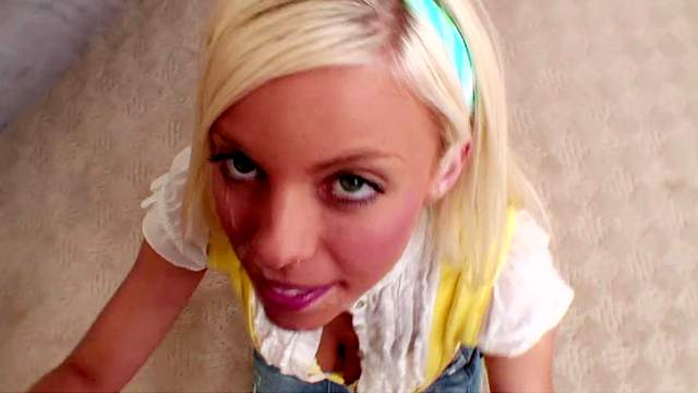 Blonde Brittney Amber is sucking so innocent