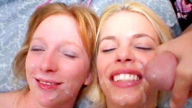 Two nice blondes are sucking wide cocks