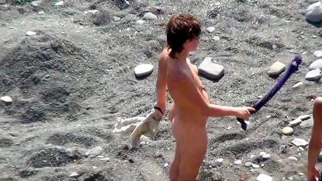 Beach, Nudist, Outdoor, Small tits, Standing, Watching