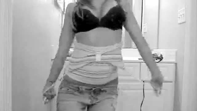 Black and white webcam dance tease