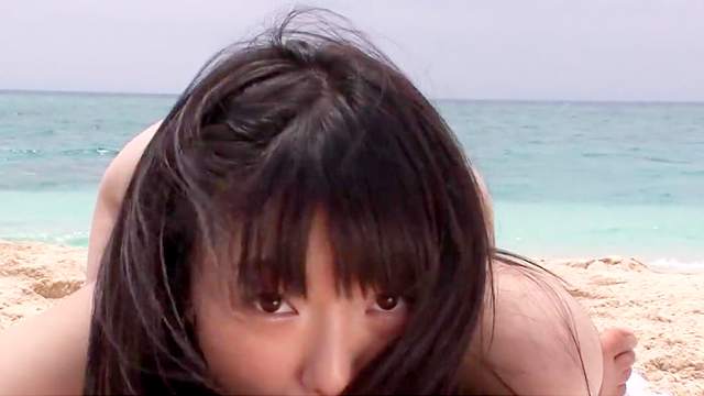 Young Japanese babe POV cock sucking by the beach