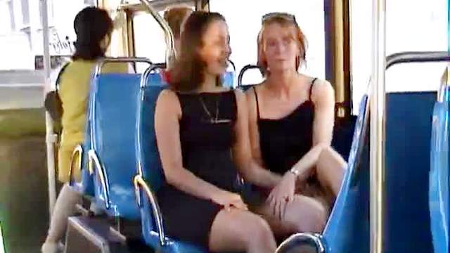 Upskirts from ladies on bus