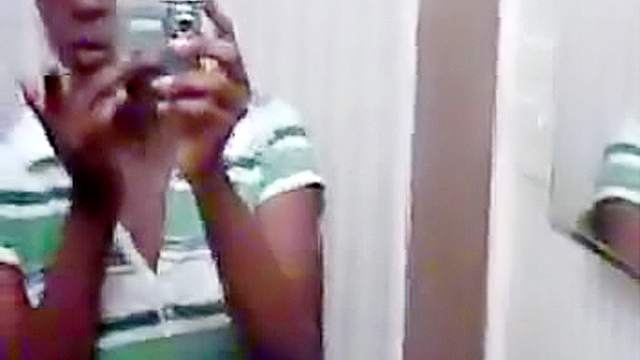 Black girl self shot in mirror