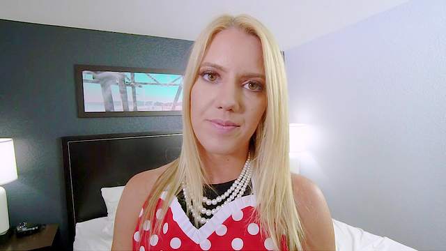 Blonde beauty filmed in POV when getting the dick hard