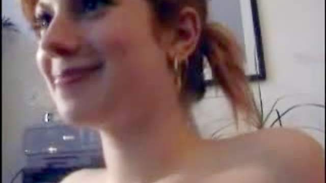 Cum drips off redheaded girl