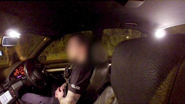 An unscrupulous fake officer gets Carmel Cox in the back of his car