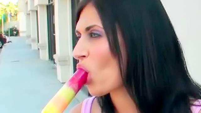 Amateur sucks popsicle and hard cock