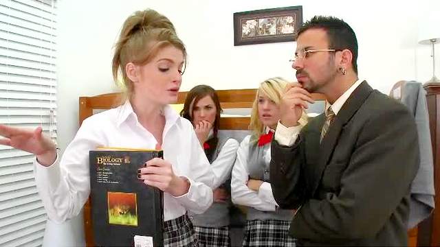 Sex scene with four slutty schoolgirls