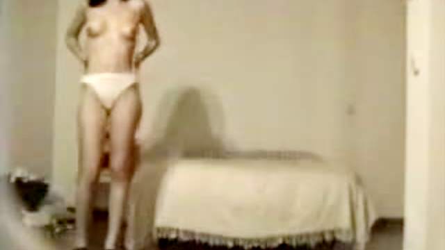 Slim solo girl on webcam strips nude