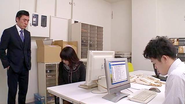 Japanese office girl gets her fur burger licked and dicked