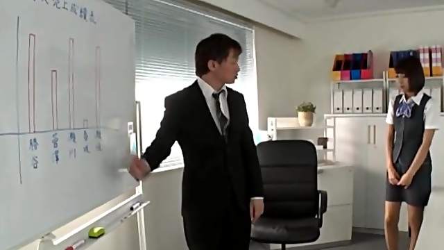 Clothed Japanese fucks at the office