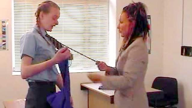 Pigtailed schoolgirl spanked at detention