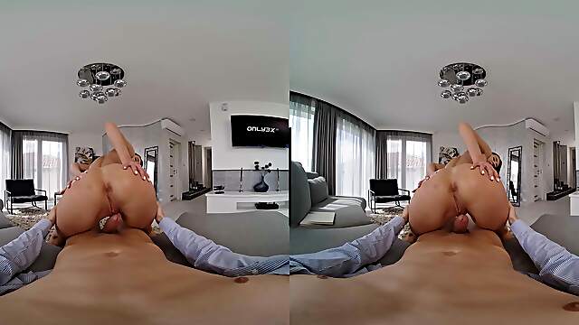 VR fantasy once the fine ass babe starts riding in reverse