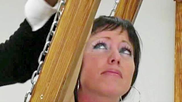 Foxy brunette chick gets her booty spanked hard