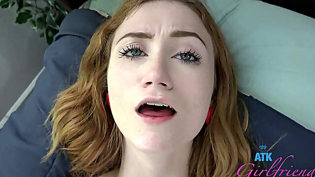 Redhead with magic feet in energized POV on dad's big dick