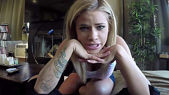 Tattooed blonde knows the right moves in flaming POV