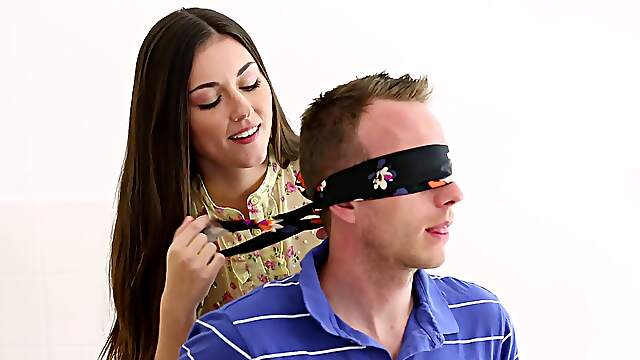 Blind folded man enjoys great sex experience in superb angles