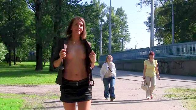 Friendly teen is a public flasher