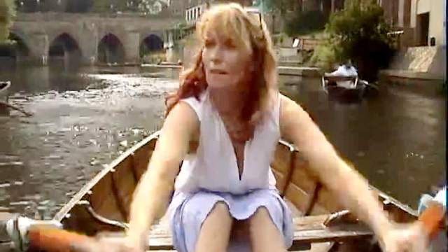 Babes rowing boat and flashing