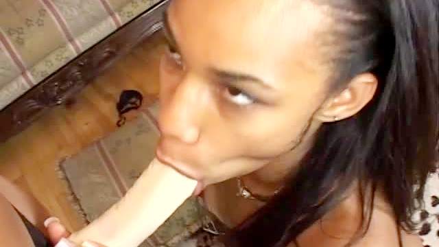 Flexible black girl nailed by strapon cock