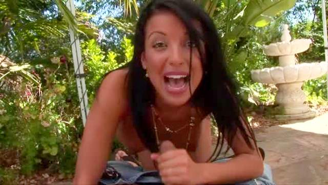 POV handjob outdoors from pretty girl