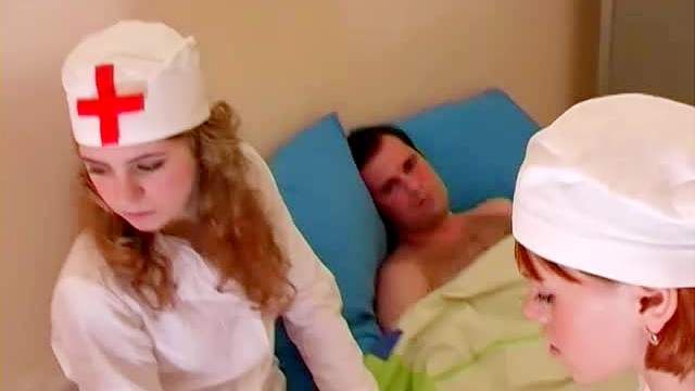 Hot Tatiana and her hungry nurse are satisfying brave patient