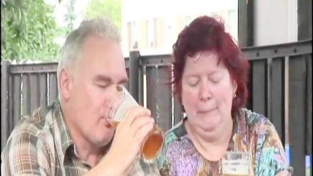 Chubby old couple fucks riverside