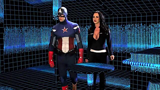 Busty brunette granted Captain America's huge dick for more than just blowjob