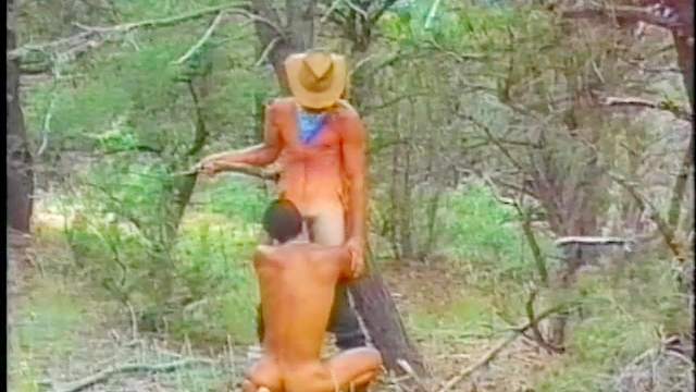 Gay cowboy sucked off in the woods