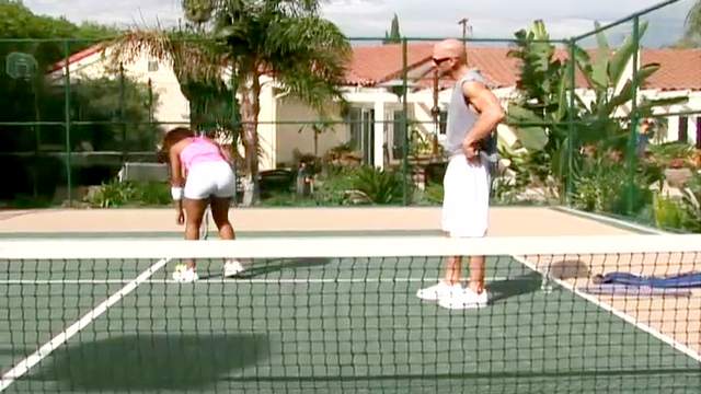 Black chick loves tennis and hard cock