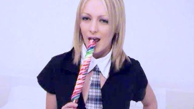 Lollipop sucking teen schoolgirl wants to play