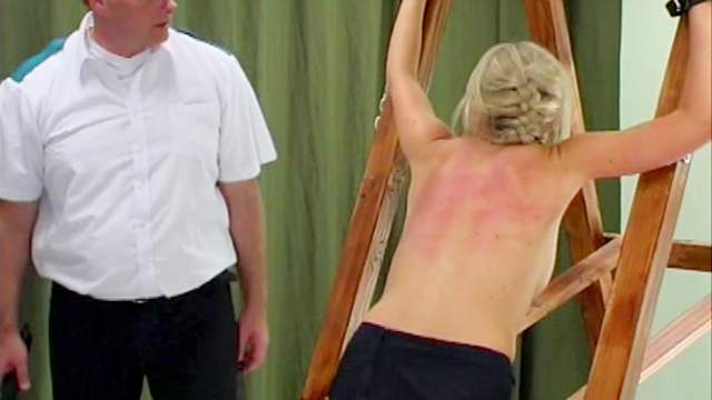 Blonde whimpers as she is whipped