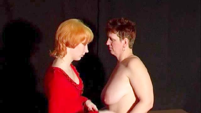 Teen redhead fondled by mature hands